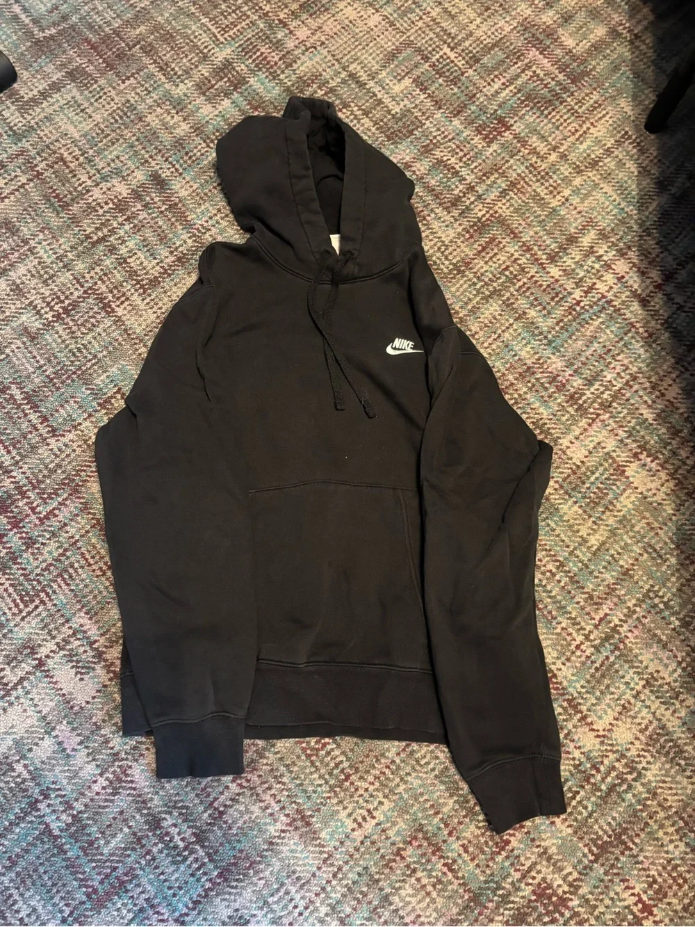 Nike Black Hoodie with White Swoosh Chest Logo